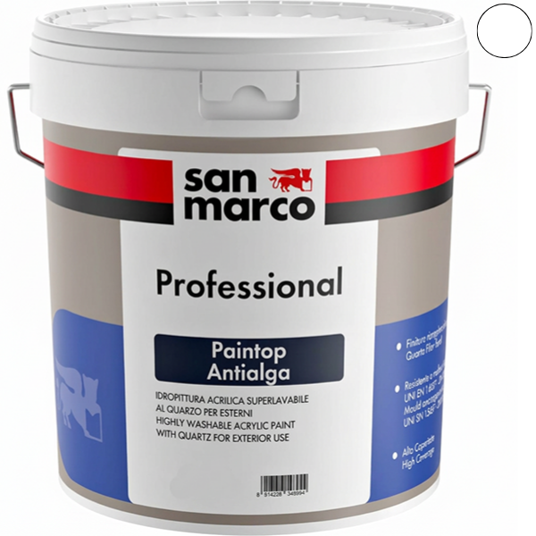 SAN Marco Paintop Antialga Bianco Idropittura Lavabile al Quarzo Esterni